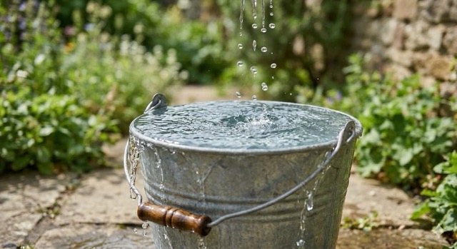 Emmer gevuld met water foto normaal